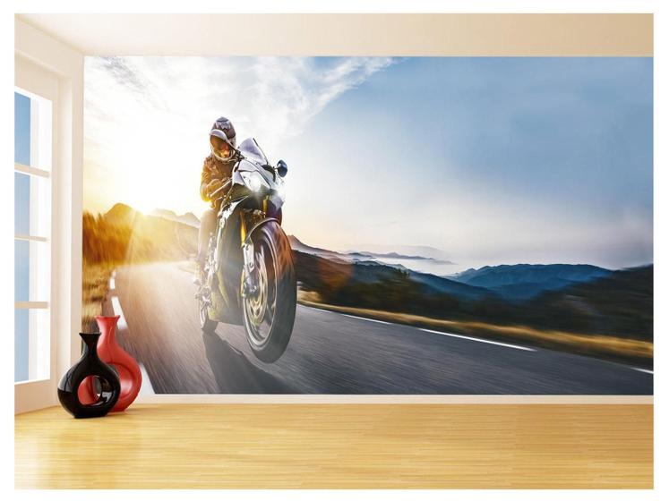 Imagem de Papel De Parede 3D Moto Esporte Viagem Estrada 3,5M Bkm79