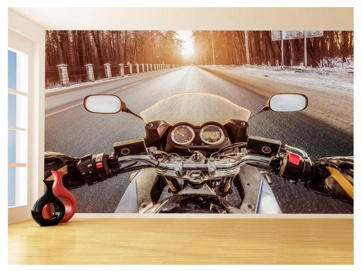 Imagem de Papel De Parede 3D Moto Esporte Viagem Estrada 3,5M Bkm87