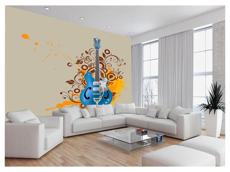 Imagem de Papel De Parede 3D Musica Guitarra Arte Graffiti 3,5M Mus67