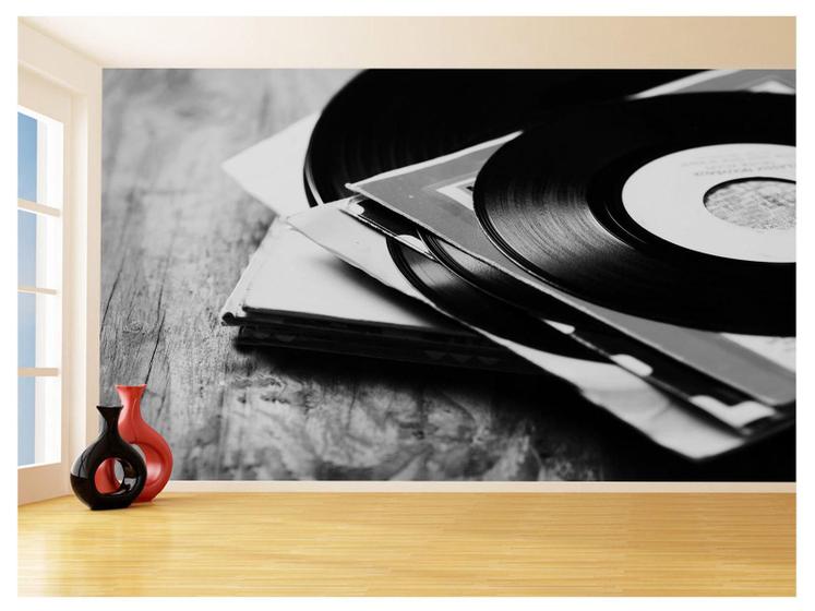 Imagem de Papel De Parede 3D Musica Vinil Antigos Retrô 3,5M Mus64