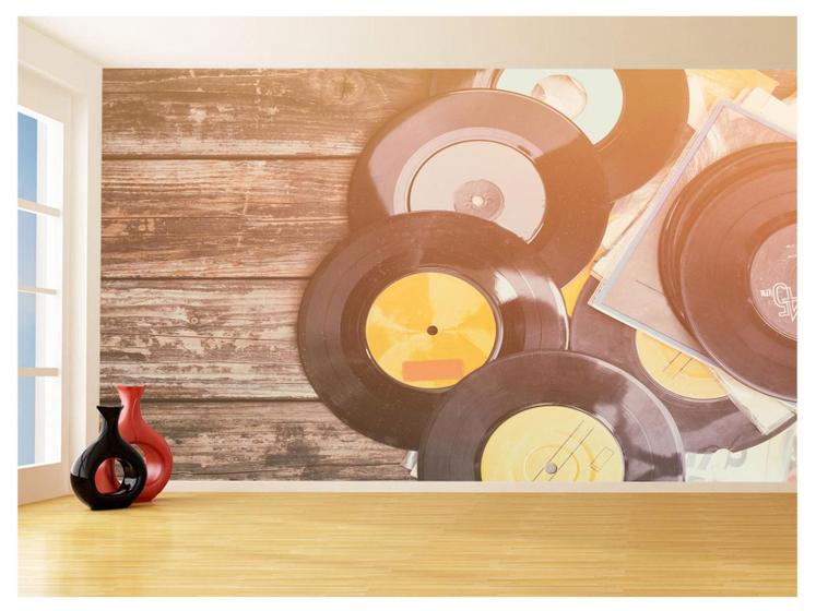 Imagem de Papel De Parede 3D Musica Vinil Antigos Retrô 3,5M Mus86