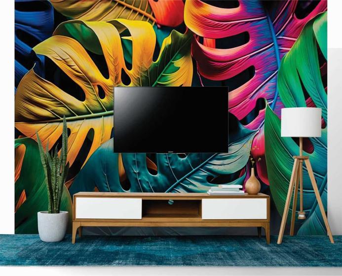 Imagem de Papel de Parede 3D Painel 3,5M Costela de adão Decorado Folhagem Auto Colante Vinílico Lavável