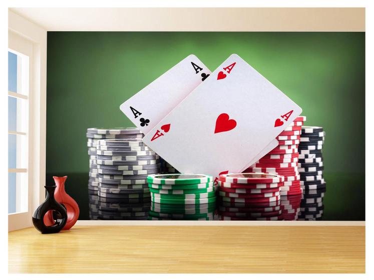 Imagem de Papel De Parede 3D Salão De Jogos Cartas Poker 3,5M Jcs51