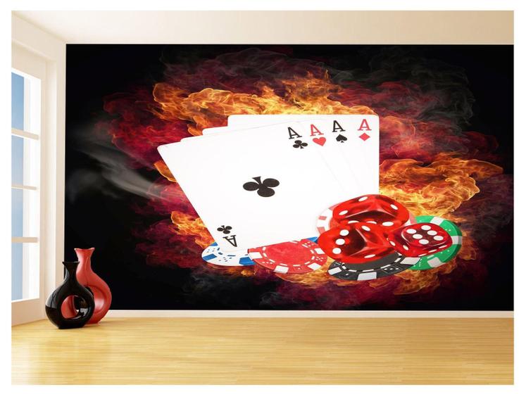 Imagem de Papel De Parede 3D Salão De Jogos Cartas Poker 3,5M Jcs52