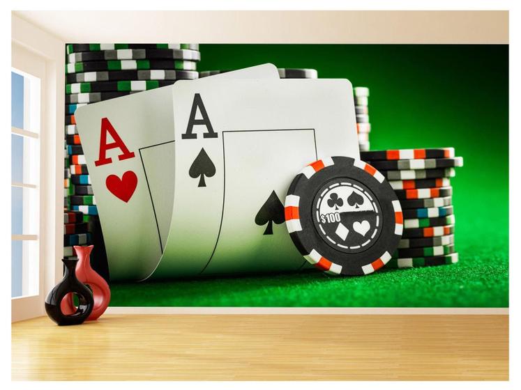 Imagem de Papel De Parede 3D Salão De Jogos Cartas Poker 3,5M Jcs64