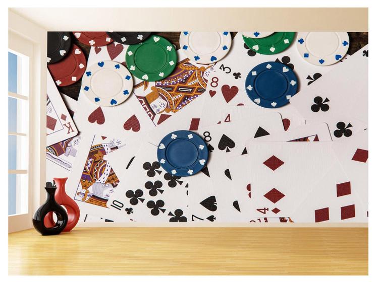 Imagem de Papel De Parede 3D Salão De Jogos Cartas Poker 3,5M Jcs69