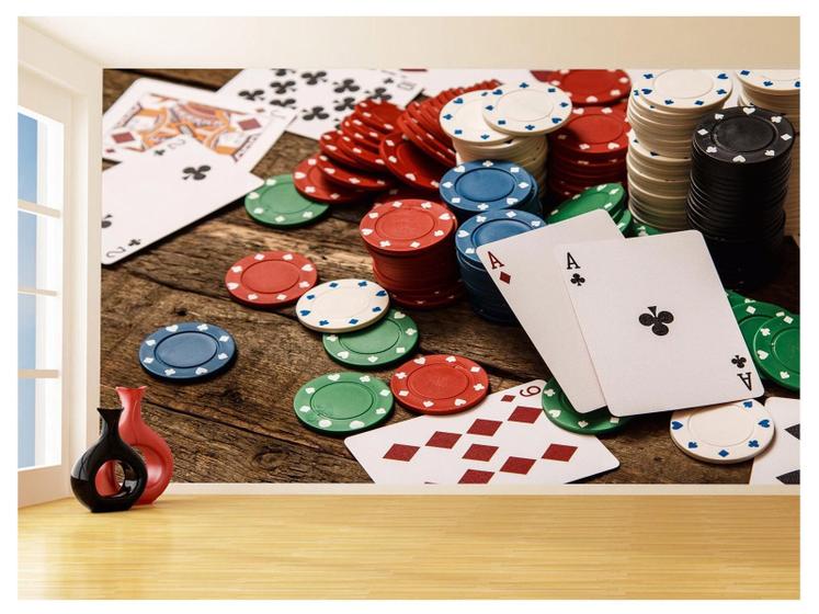 Imagem de Papel De Parede 3D Salão De Jogos Cartas Poker 3,5M Jcs74