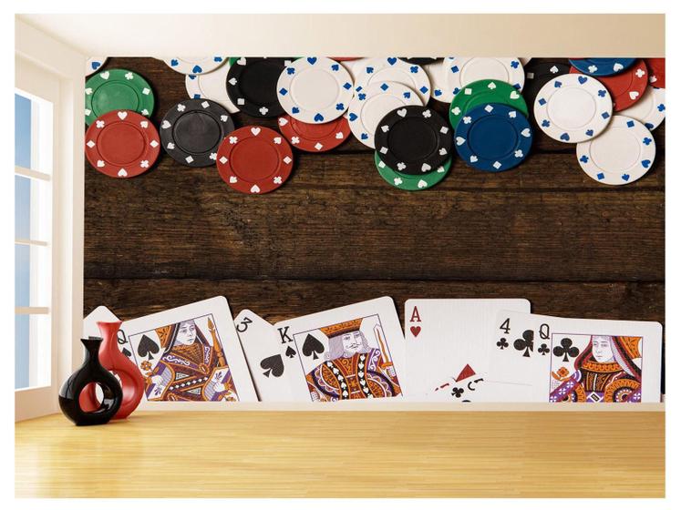 Imagem de Papel De Parede 3D Salão De Jogos Cartas Poker 3,5M Jcs76