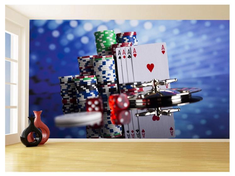 Imagem de Papel De Parede 3D Salão De Jogos Cartas Poker 3,5M Jcs79