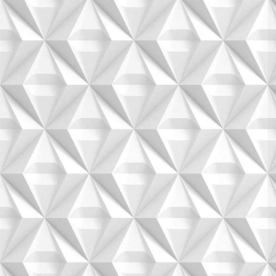 Imagem de Papel de Parede Adesivo 3D Efeito Triangulo Branco e Cinza 2,50M Quarto Sala Escritório