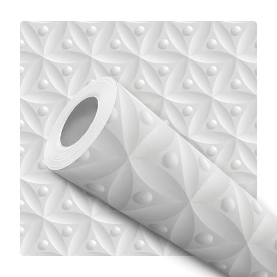 Imagem de Papel de Parede Adesivo Abstrato Efeito 3d Branco Gesso Moderno Quarto Sala de Estar