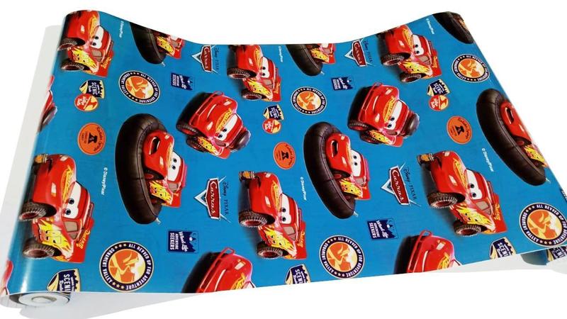 Imagem de Papel De Parede Adesivo Autocolante Infantil Carros Mcqueen 45 Cm X 5 Mts
