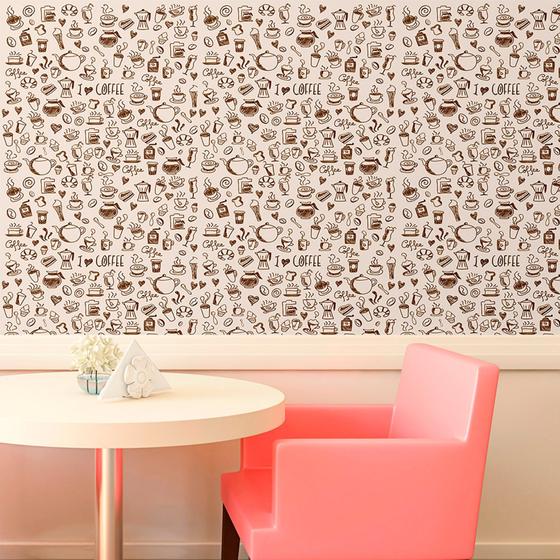 Papel de Parede Adesivo Autocolante Vinil Casual Café Cappuccino Tons ...