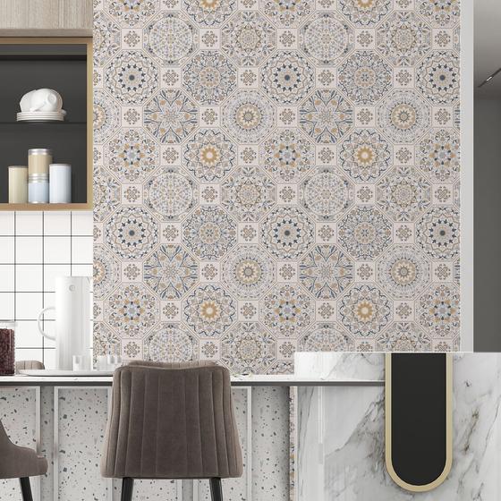 Imagem de Papel de Parede Adesivo Azulejo Português Colonial Branco Bege Azul Amarelo Cozinha Banheiro Lavabo Moderno Quarto Sala de Estar