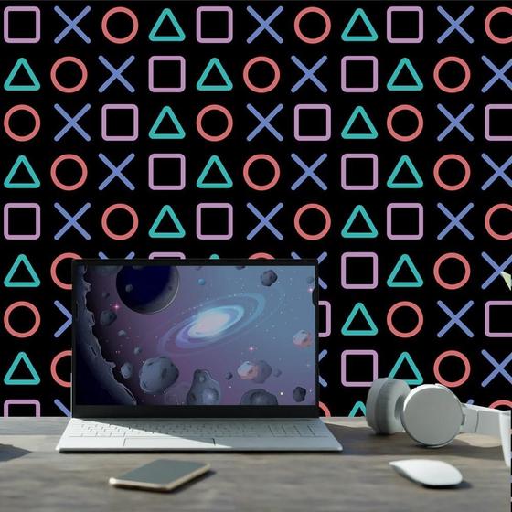 Imagem de Papel De Parede Adesivo Botões Playstation Gamer 3,50M