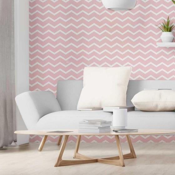 Imagem de Papel De Parede Adesivo Chevron Rosa N06123 Rolo 0,58X3,00M