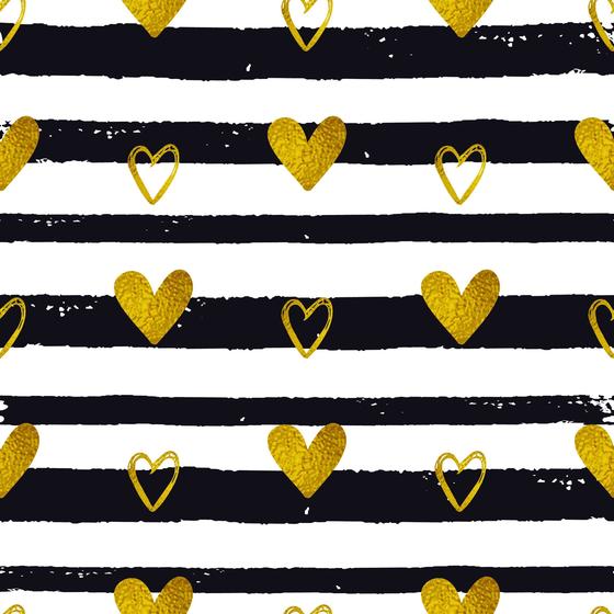 Papel De Parede Adesivo Coração Dourado Litras Branco E Preto Quarto 5m - DELIQUADROS Imagem de Papel De Parede Adesivo Coração Dourado Litras Branco E Preto Quarto 5m