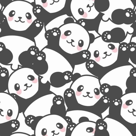 Imagem de Papel De Parede Adesivo Desenho Panda Com Fundo Branco 12M