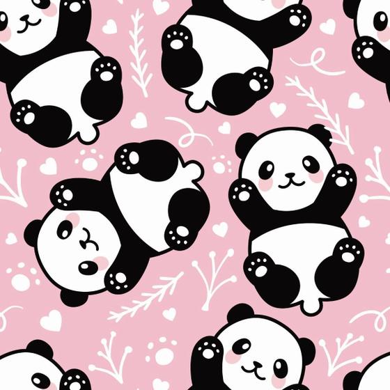 Imagem de Papel De Parede Adesivo Desenho Panda Com Fundo Rosa 12M