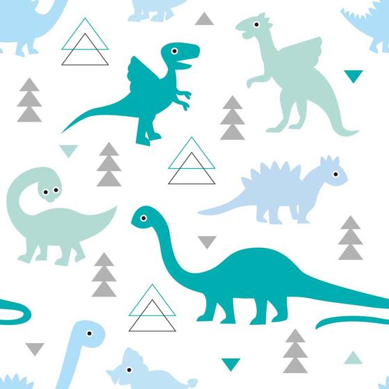 Imagem de Papel de Parede Adesivo Dinossauros Azul Com Fundo Branco