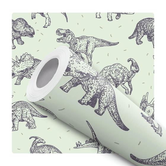 Papel De Parede Adesivo Dinossauros Quarto De Menino 12m - DELIQUADROS Imagem de Papel De Parede Adesivo Dinossauros Quarto De Menino 12m