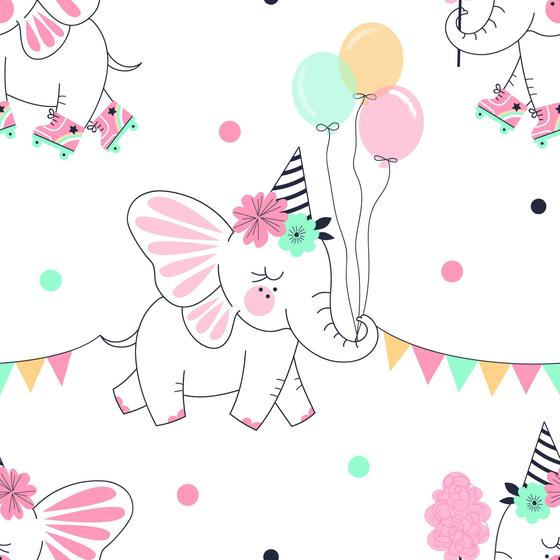 Imagem de Papel De Parede Adesivo Elefante Circo Quarto Infantil  1m