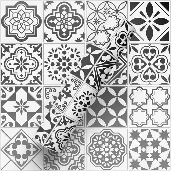 Imagem de Papel de Parede Adesivo Estilo Azulejo Português 