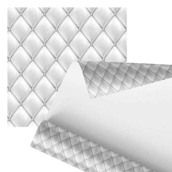 Imagem de Papel De Parede Adesivo Estofado Branco Brilhoso Sofá 2,80m