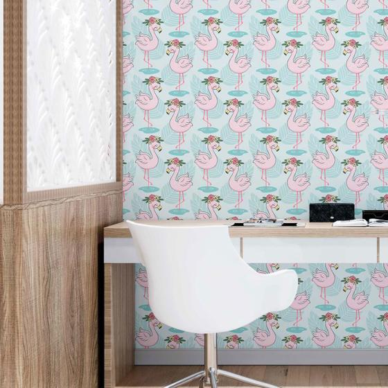 Imagem de Papel De Parede Adesivo Flamingos N09086 0,58x2,5M