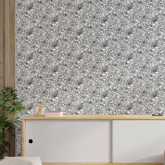Papel De Parede Adesivo Floral Colorir N014148 Rolo 0,58x3M - Adesivo BR Imagem de Papel De Parede Adesivo Floral Colorir N014148 Rolo 0,58x3M