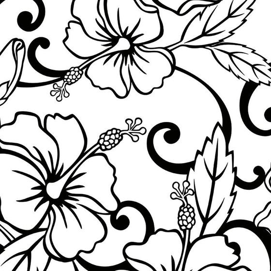 Imagem de Papel de Parede Adesivo Floral Preto e Branco - 166