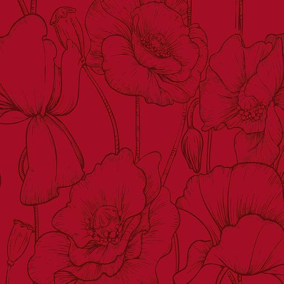 Imagem de Papel de Parede Adesivo Floral Vermelho - 175