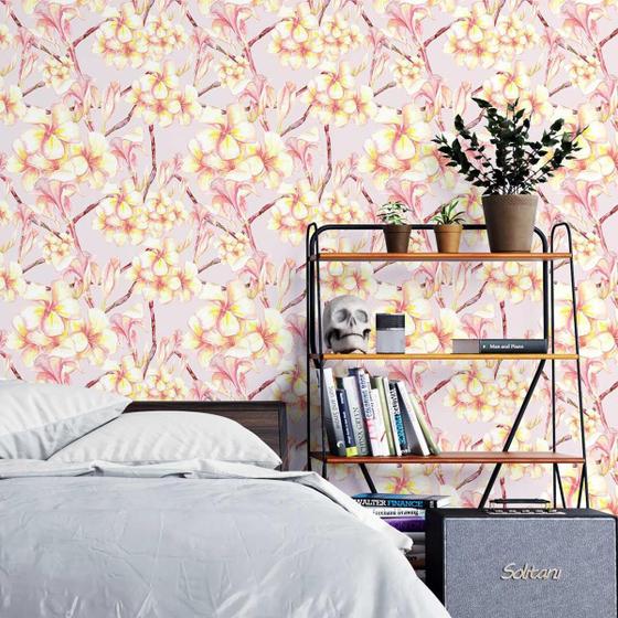 Imagem de Papel de Parede Adesivo Flores tropicais N03137 Rolo 0,58x3M