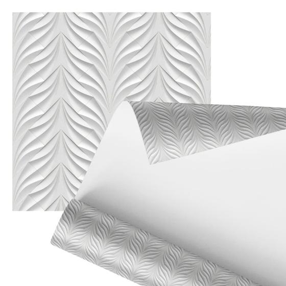 Imagem de Papel De Parede Adesivo Folhas 3D Minimalista Branco 2,80M