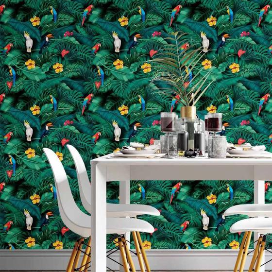 Imagem de Papel De Parede Adesivo Folhas Tropicais N014191 Rolo0,58x3M