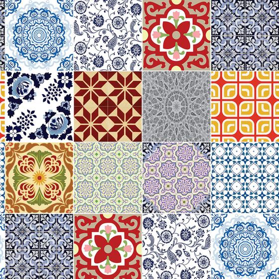 Imagem de Papel De Parede Adesivo Fosco Vinil Azulejo Antigo 08 3,05m