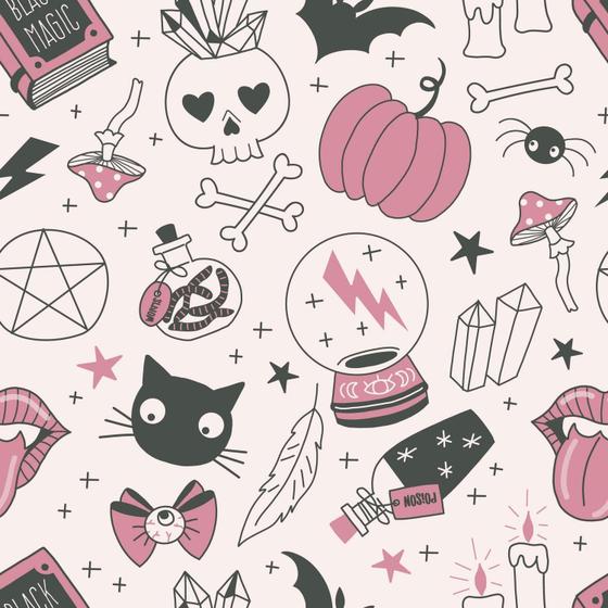 Imagem de Papel De Parede Adesivo Halloween Rosa Menina Quarto Teen 12m