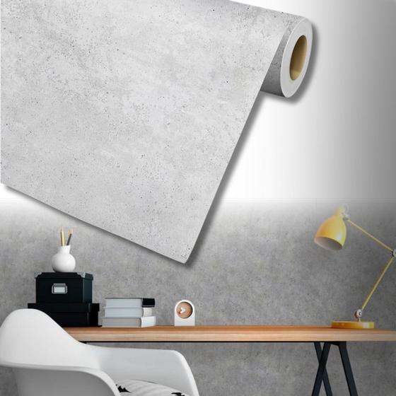 Imagem de papel de parede adesivo importado  cimento queimado cinza claro 5 metros
