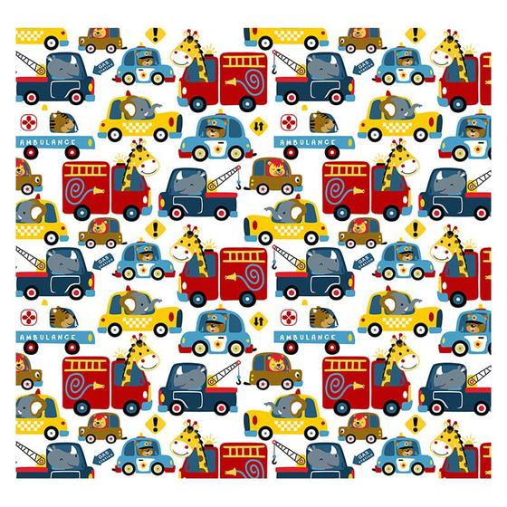 Imagem de Papel de Parede Adesivo Infantil Animais Carros Quarto Menino - 715pcp