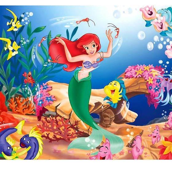 Imagem de Papel De Parede Adesivo Infantil Ariel Pequena Sereia