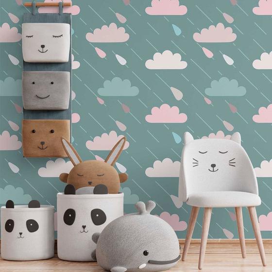 Imagem de Papel De Parede Adesivo Infantil Nuvens N014116 Rolo 0,58x3M