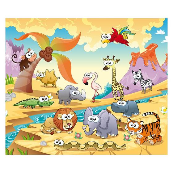 Imagem de Papel de Parede Adesivo Infantil Safari Animais Quarto Bebe - 675pcm