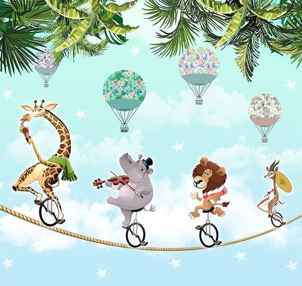 Imagem de Papel de Parede Adesivo Infantil Safari Circo Quarto Menino Menina - 637pcp