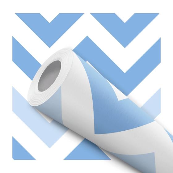 Imagem de Papel De Parede Adesivo Lavável Chevron Tons Azul 12m