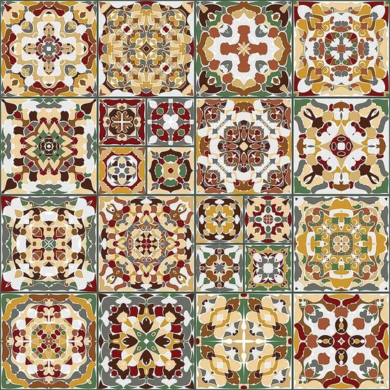 Imagem de Papel De Parede Adesivo Lavável Cozinha Azulejo Português Marrom Garagem Sala Banheiro
