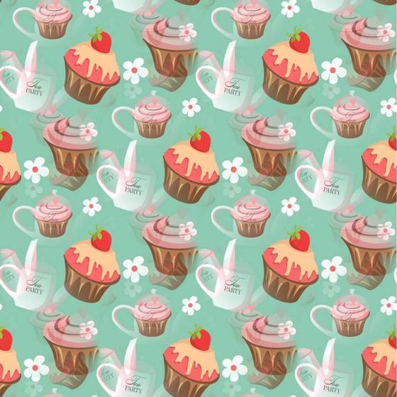 Imagem de Papel De Parede Adesivo Lavável Cupcake De Morango 12M