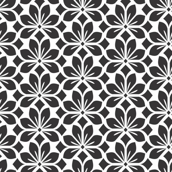 Imagem de Papel De Parede Adesivo Lavável Floral Arabescos Preto e Branco Quarto Sala