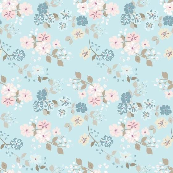 Papel De Parede Adesivo Lavável Floral Flores Fundo Azul Jardim Quarto Sala de Estar Cozinha Menor preço em Papel De Parede Adesivo Lavável Floral Flores Fundo Azul Jardim Quarto Sala de Estar Cozinha