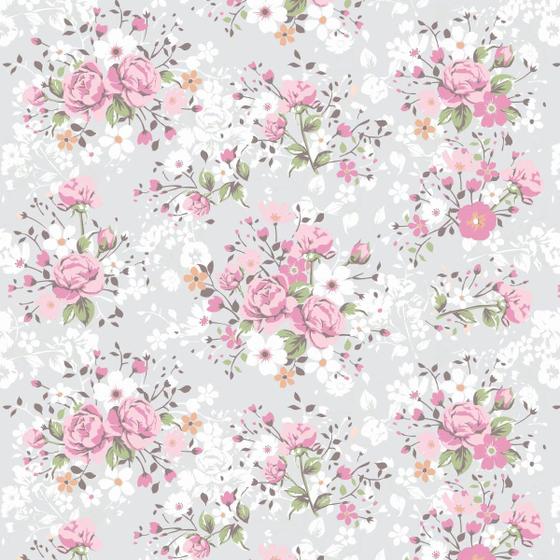 Imagem de Papel De Parede Adesivo Lavável Floral Rosa 6m