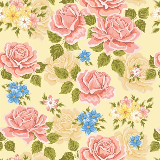 Imagem de Papel De Parede Adesivo Lavável Floral Rosas E Azuis 18m